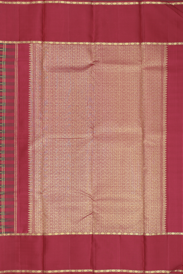 Kanchipuram Silk Saree In Green And Red With Stripes Design