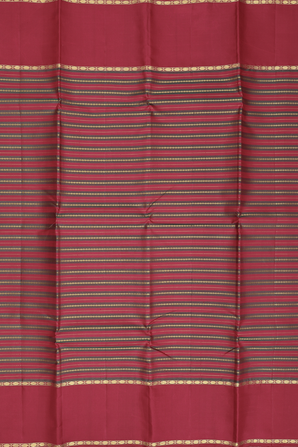 Kanchipuram Silk Saree In Green And Red With Stripes Design
