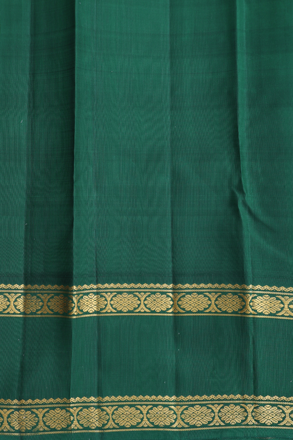 Kanchipuram Silk Saree In Green And White With Checks Design