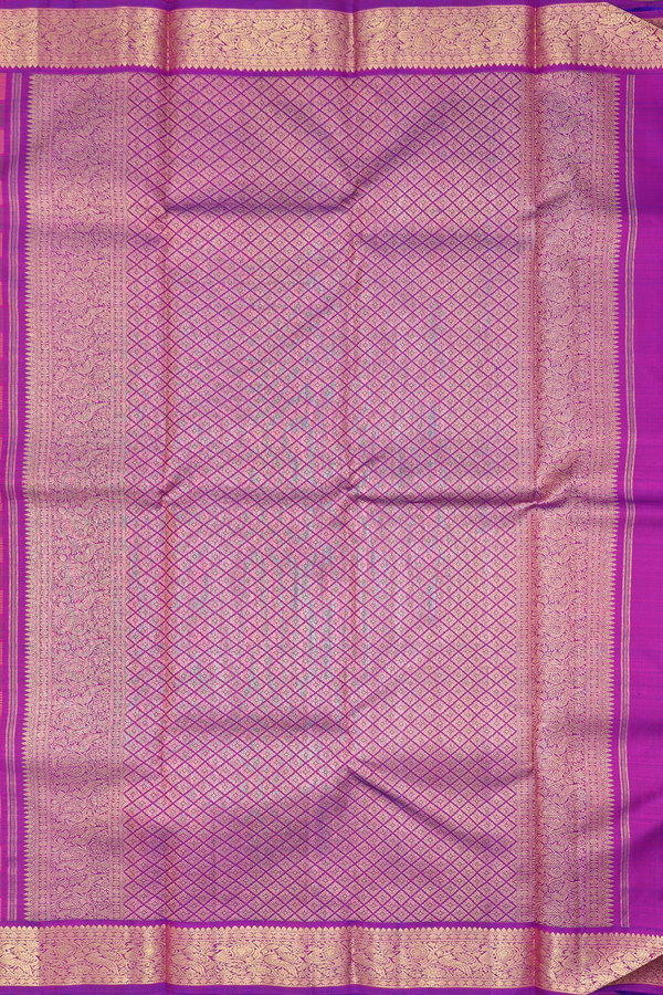 Kanchipuram Silk Saree In Green And Yellow With Checks Design