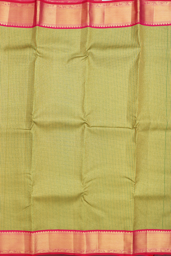 Kanchipuram Silk Saree In Green And Yellow With Checks Design