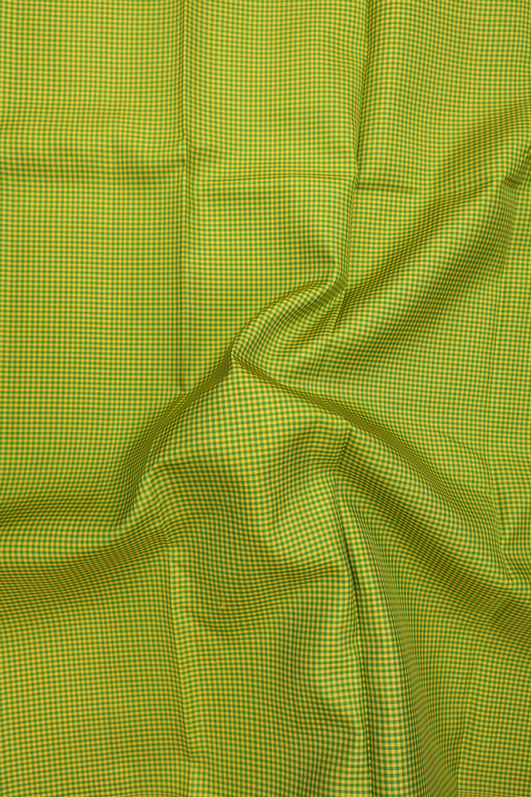 Kanchipuram Silk Saree In Green And Yellow With Checks Design