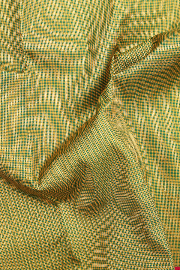 Kanchipuram Silk Saree In Green And Yellow With Checks Design