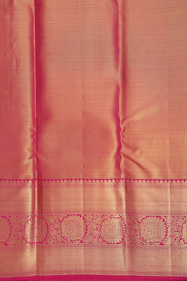 Kanchipuram Silk Saree In Green Tissue With Floral Border