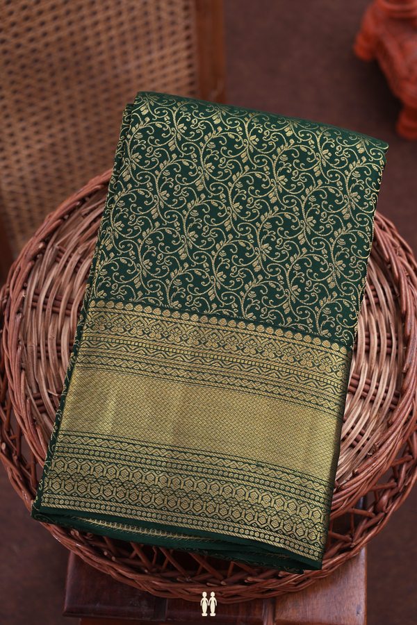 Kanchipuram Silk Saree In Green With Brocade Design