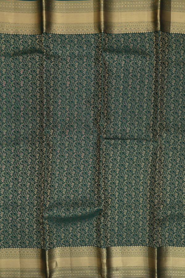 Kanchipuram Silk Saree In Green With Brocade Design