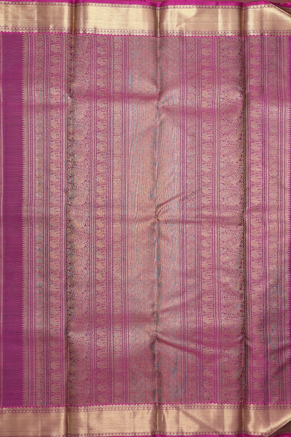 Kanchipuram Silk Saree In Green With Checks Along Buttas