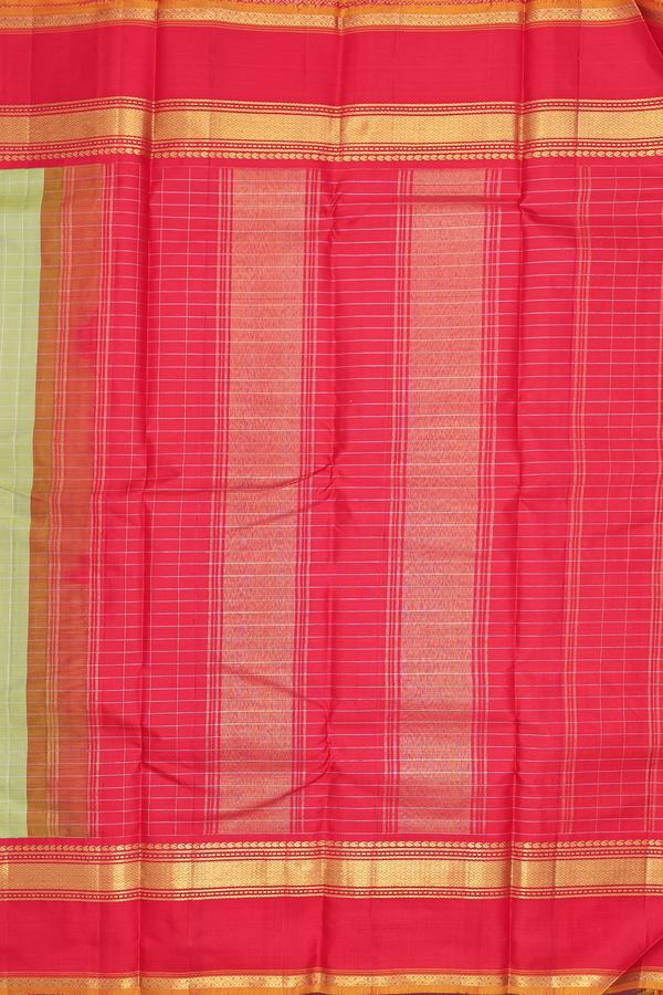 Kanchipuram Silk Saree In Green With Checks Design