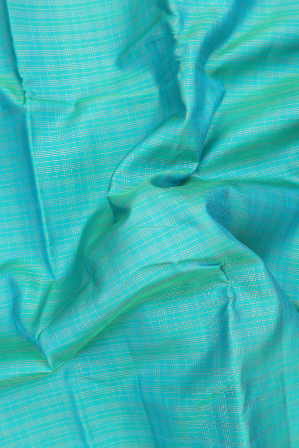 Kanchipuram Silk Saree In Green With Checks Design