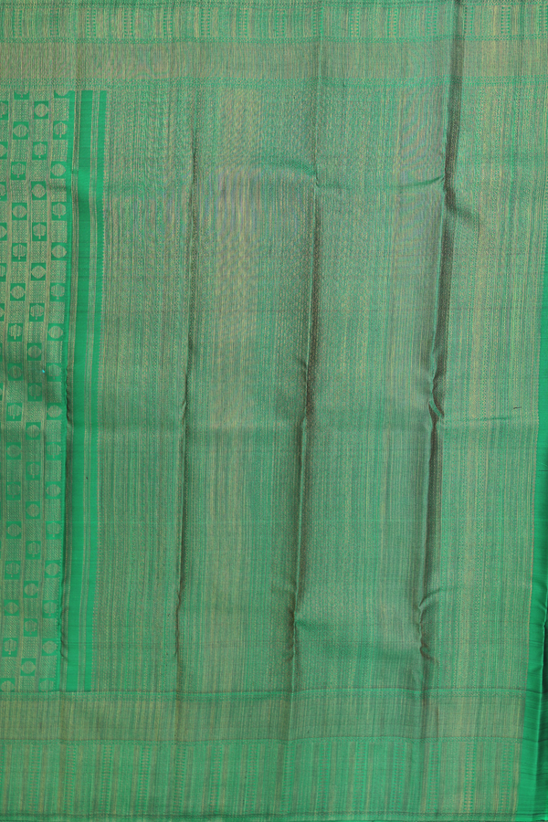 Kanchipuram Silk Saree In Green With Checks Design
