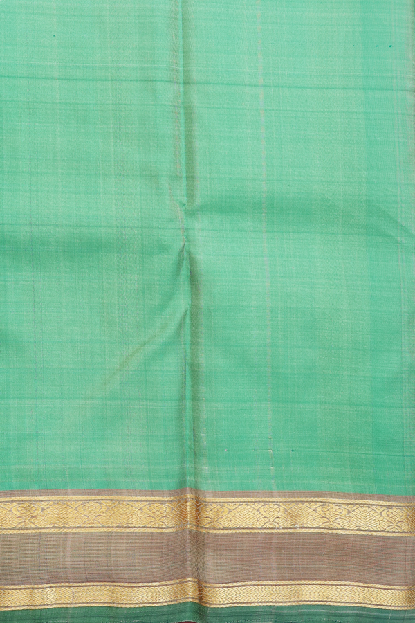 Kanchipuram Silk Saree In Beige With Checks Design