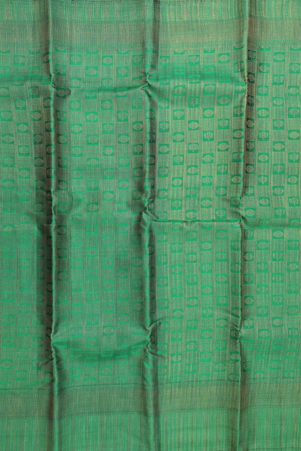 Kanchipuram Silk Saree In Green With Checks Design