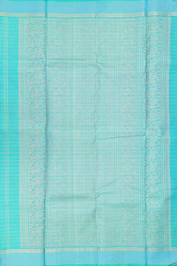 Kanchipuram Silk Saree In Green With Checks Design