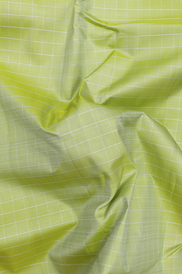 Kanchipuram Silk Saree In Green With Checks Design