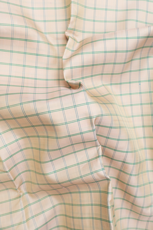 Kanchipuram Silk Saree In Beige With Checks Design