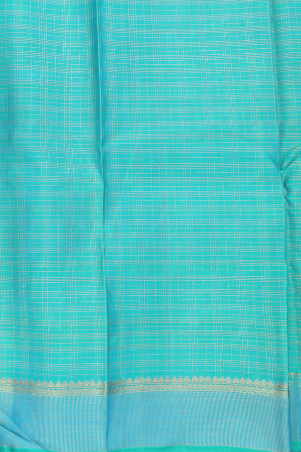 Kanchipuram Silk Saree In Green With Checks Design