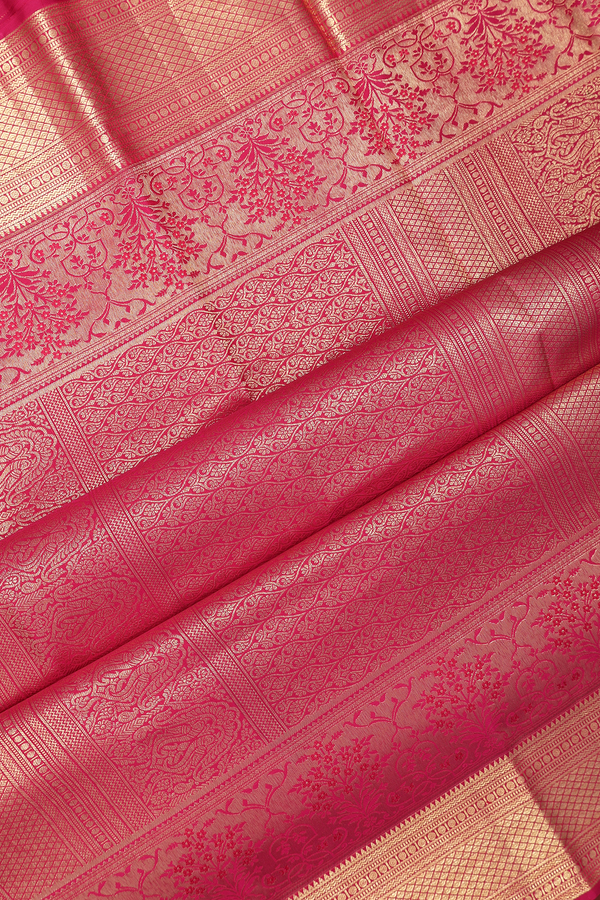 Kanchipuram Silk Saree In Green With Floral Buttas