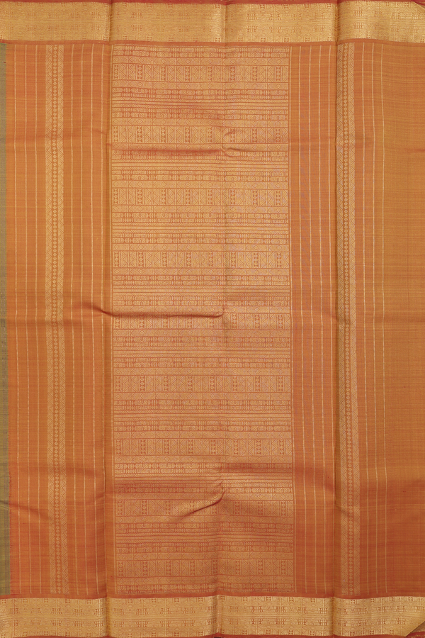 Kanchipuram Silk Saree In Fern Green With Zari Buttas