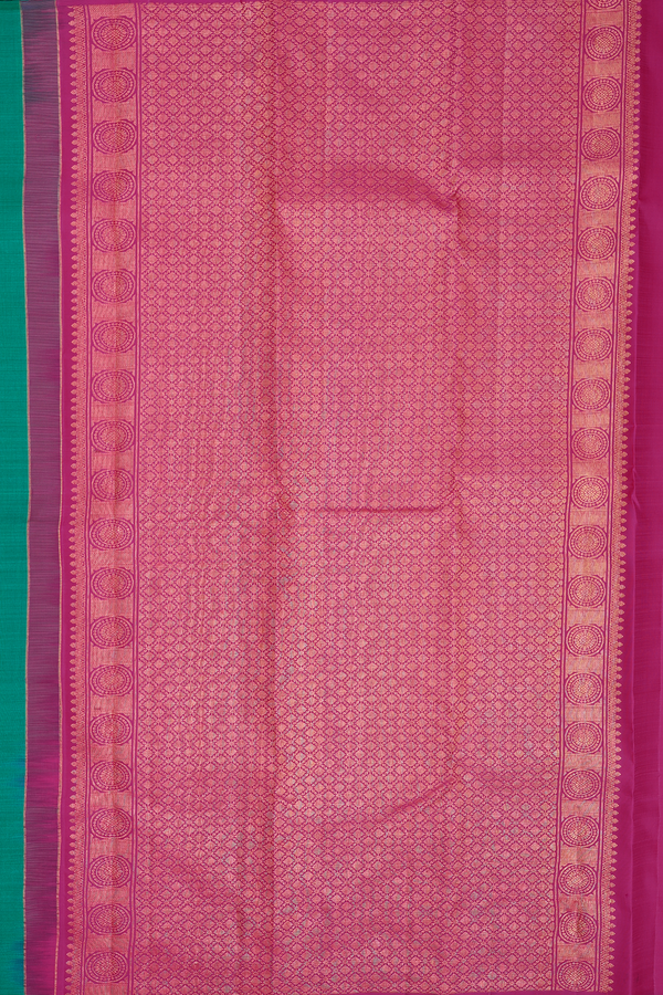 Kanchipuram Silk Saree In Green With Floral Design