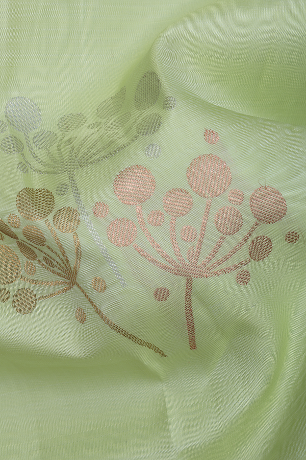 Kanchipuram Silk Saree In Green With Floral Design