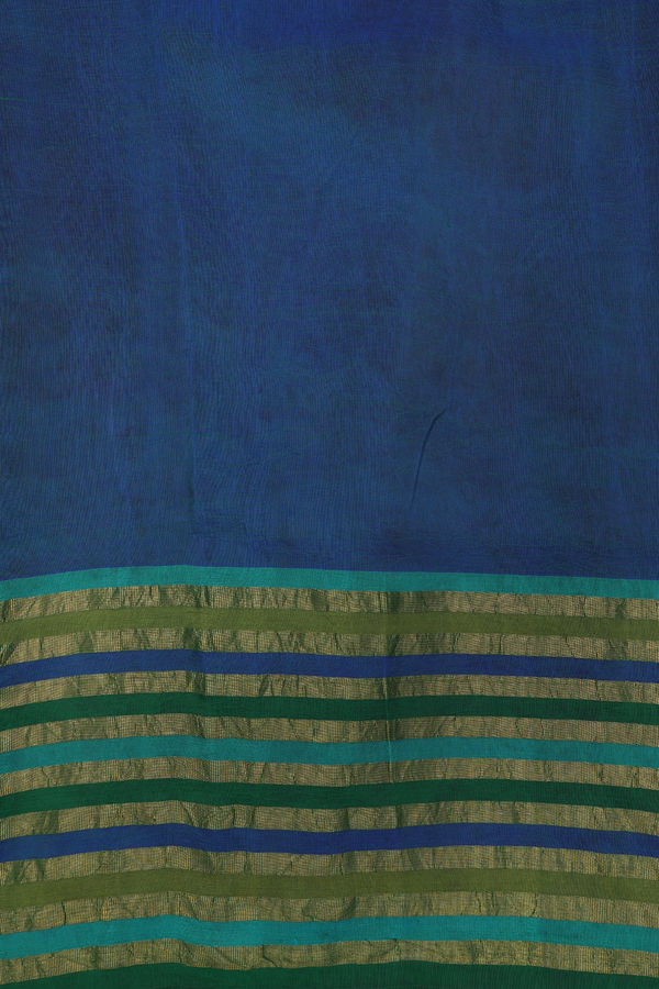 Kanchipuram Silk Saree In Green With Floral Hand Painted