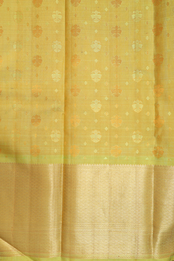 Kanchipuram Silk Saree In Green With Iruthalai Pakshi Buttas