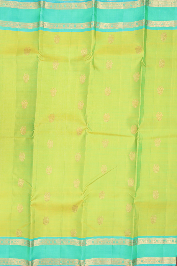 Kanchipuram Silk Saree In Green With Iruthalai Pakshi Buttas
