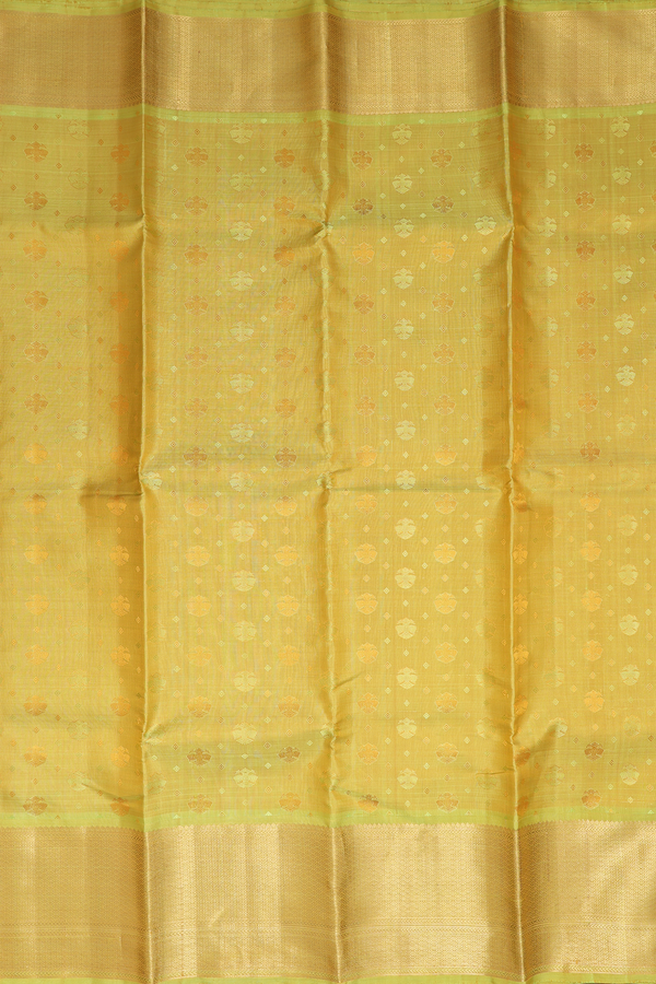 Kanchipuram Silk Saree In Green With Iruthalai Pakshi Buttas