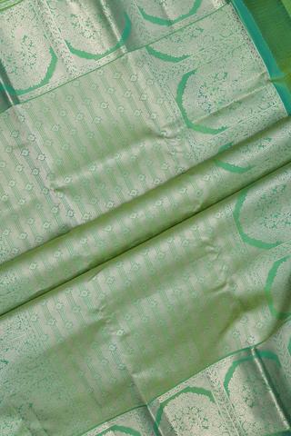 Kanchipuram Silk Saree In Green With Jacquard Design