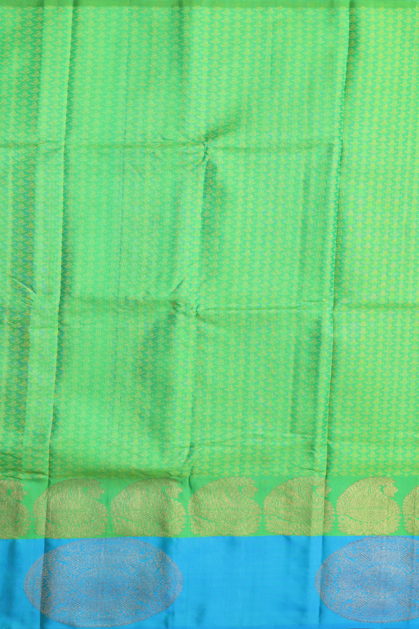 Kanchipuram Silk Saree In Parrot Green With Jacquard Pattern