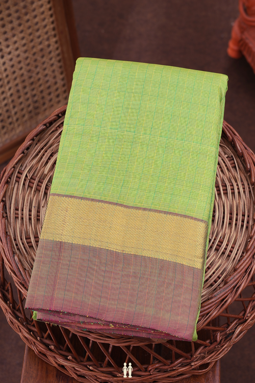 Kanchipuram Silk Saree In Green With Paai Madippu Kattai