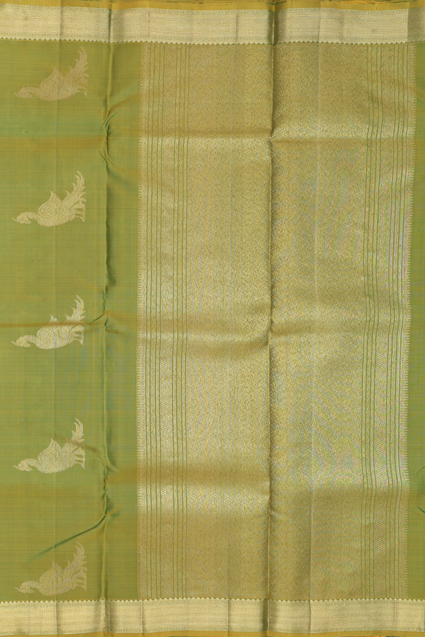 Kanchipuram Silk Saree In Green With Parrot Motifs