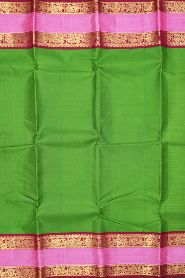 Kanchipuram Silk Saree In Green With Rettai Pettu Border
