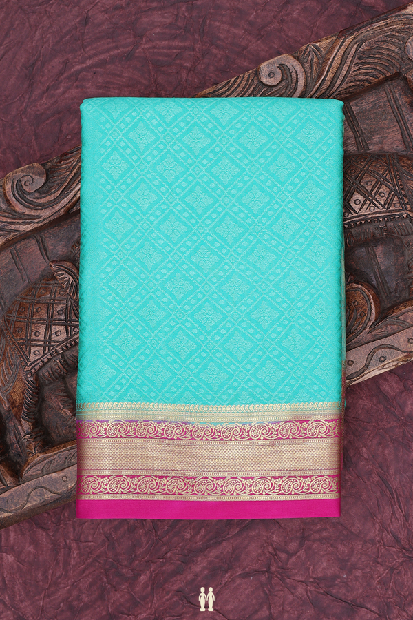 Mysore Silk Saree In Green With Self Design