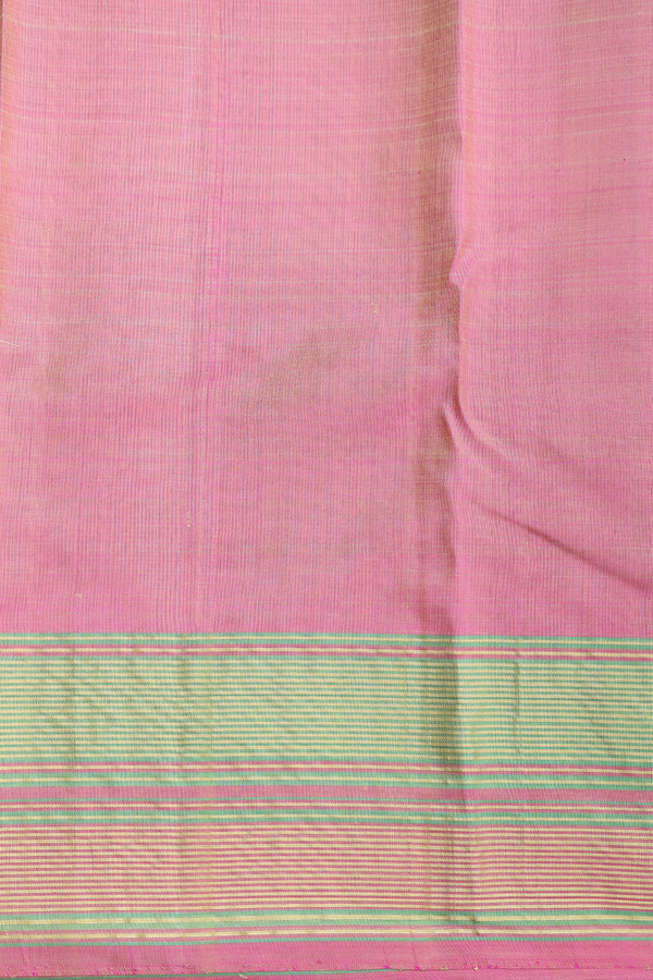 Kanchipuram Silk Saree In Stone Green With Stripes Border