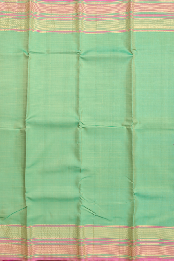 Kanchipuram Silk Saree In Stone Green With Stripes Border