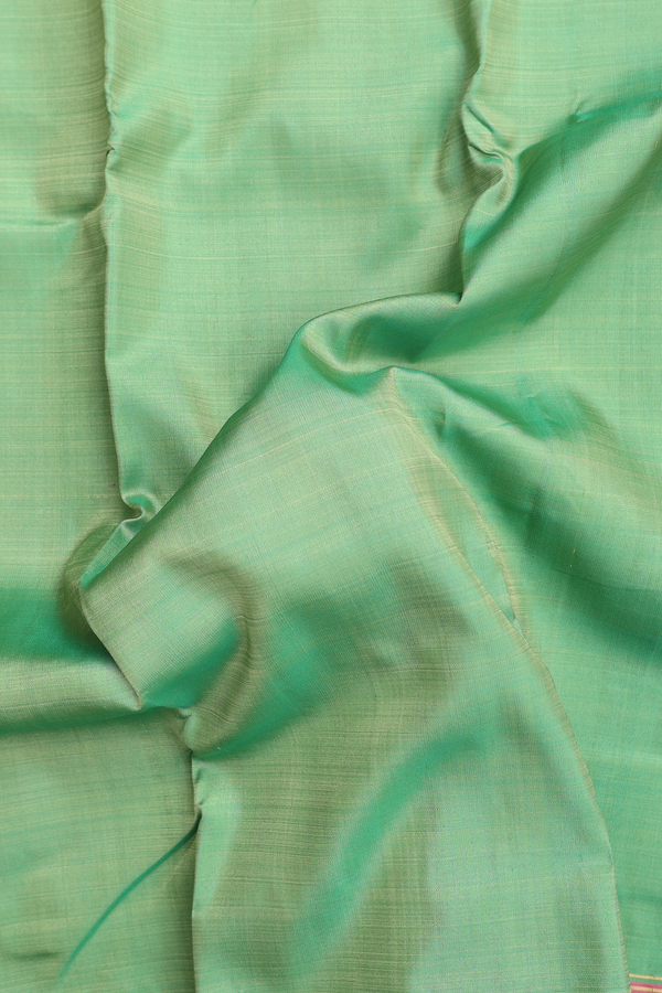 Kanchipuram Silk Saree In Stone Green With Stripes Border