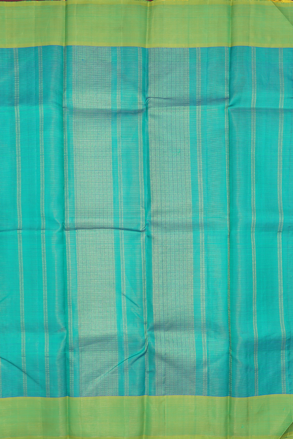 Kanchipuram Silk Saree In Green With Stripes Design