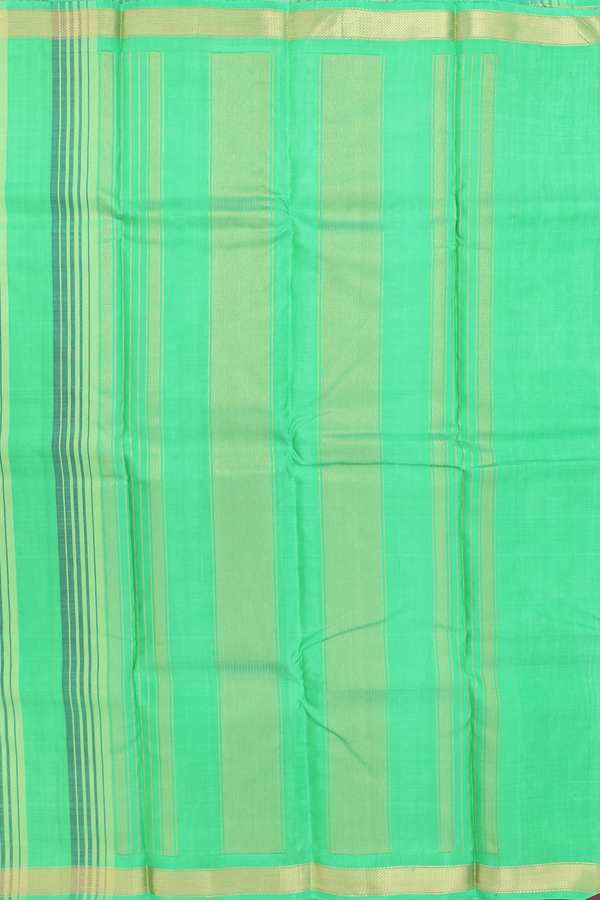 Kanchipuram Silk Saree In Green With Stripes Design