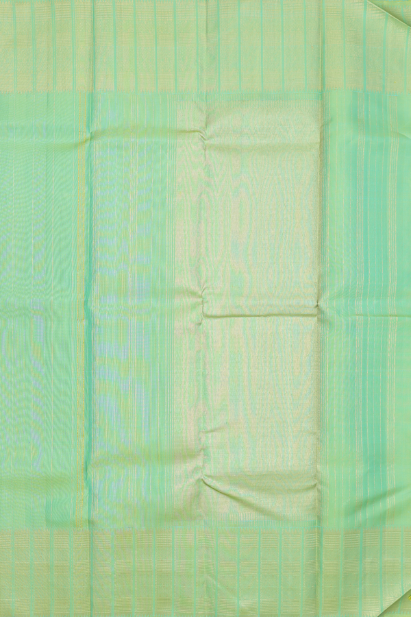 Kanchipuram Silk Saree In Green With Stripes Design