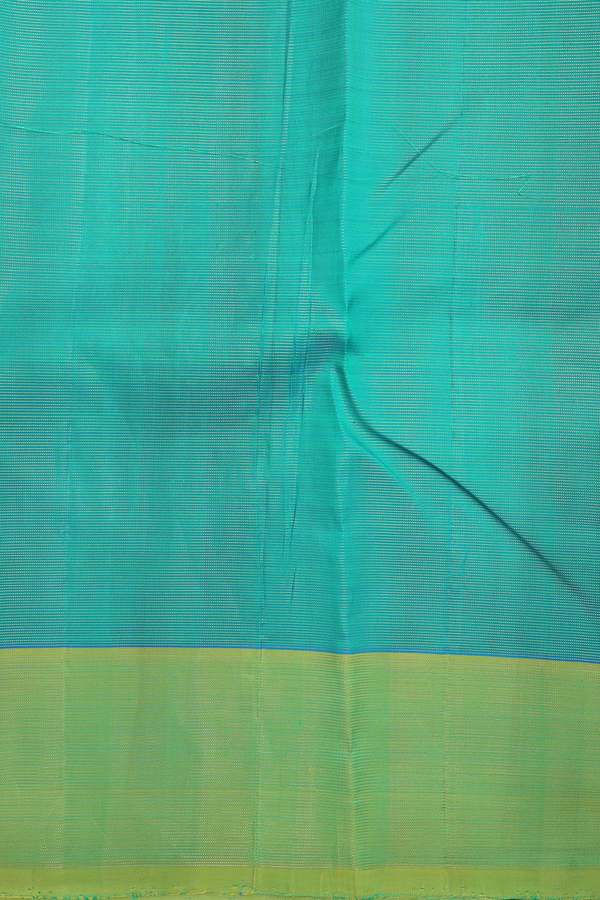 Kanchipuram Silk Saree In Green With Stripes Design