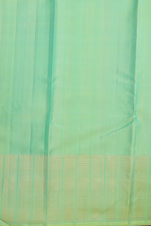 Kanchipuram Silk Saree In Green With Stripes Design