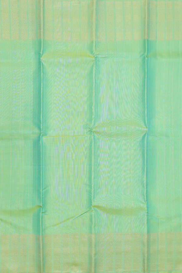 Kanchipuram Silk Saree In Green With Stripes Design
