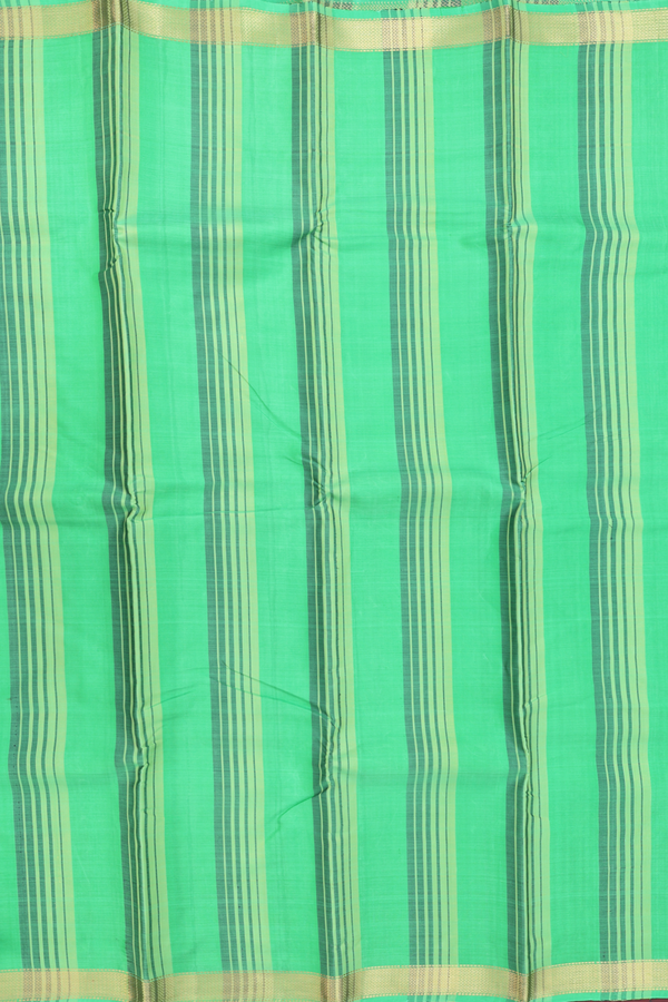 Kanchipuram Silk Saree In Green With Stripes Design