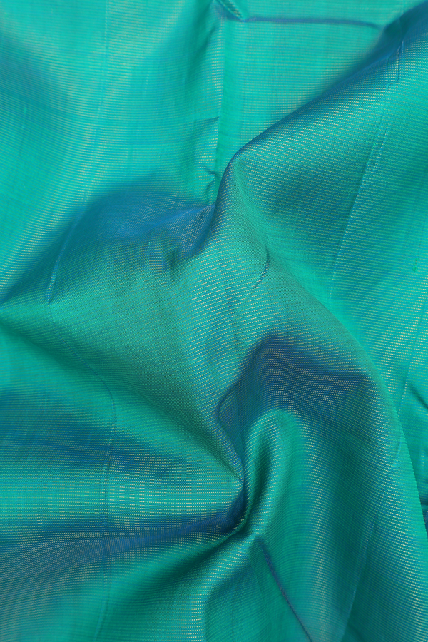 Kanchipuram Silk Saree In Green With Stripes Design