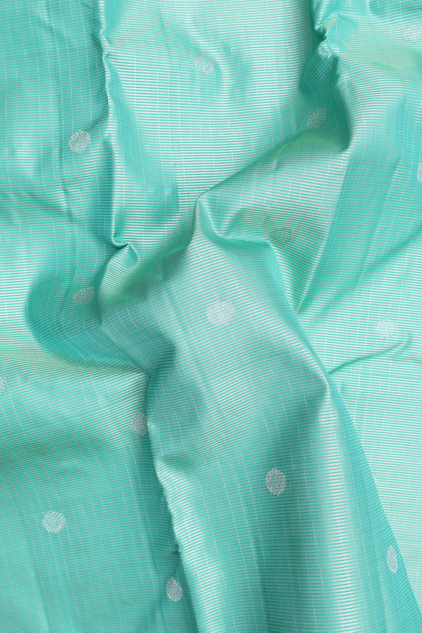 Kanchipuram Silk Saree In Green With Stripes Design