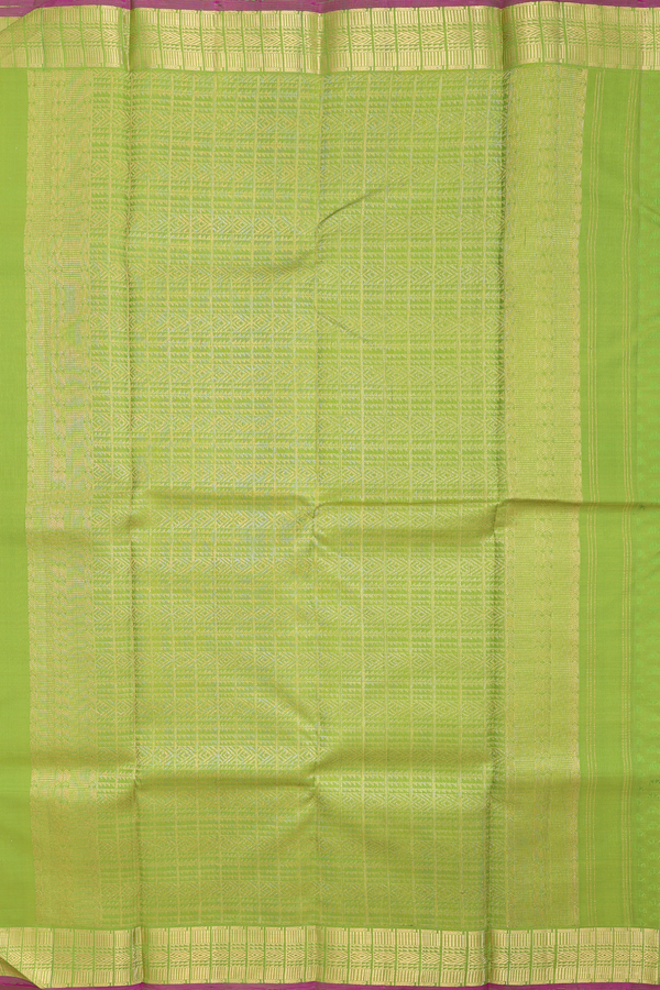 Kanchipuram Silk Saree In Green With Threadwork Design