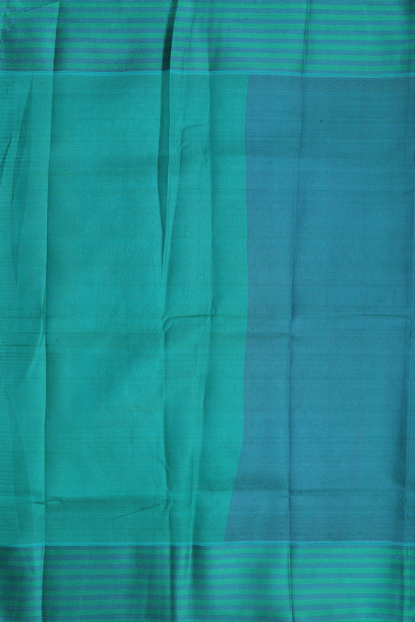 Kanchipuram Silk Saree In Green With Threadwork Stripes Design