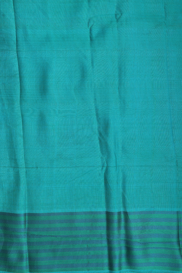 Kanchipuram Silk Saree In Green With Threadwork Stripes Design