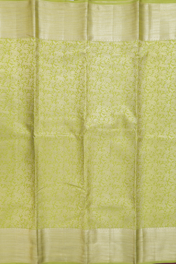 Kanchipuram Silk Saree In Green With Vanasingaram Design